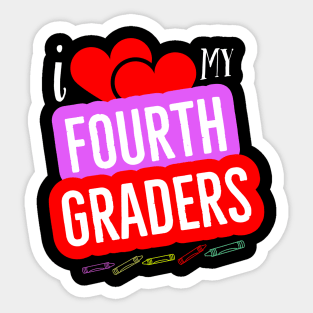 I Love My Fourth Graders V8 Sticker